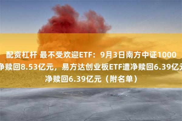 配资杠杆 最不受欢迎ETF：9月3日南方中证1000ETF遭资金净赎回8.53亿元，易方达创业板ETF遭净赎回6.39亿元（附名单）