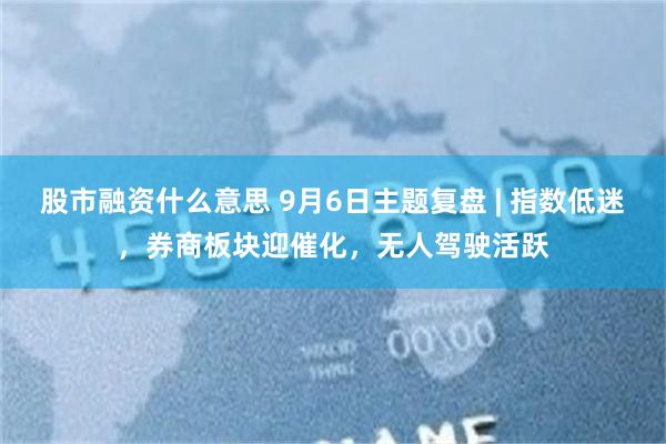 股市融资什么意思 9月6日主题复盘 | 指数低迷，券商板块迎催化，无人驾驶活跃