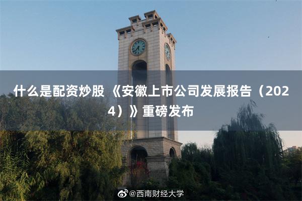 什么是配资炒股 《安徽上市公司发展报告（2024）》重磅发布