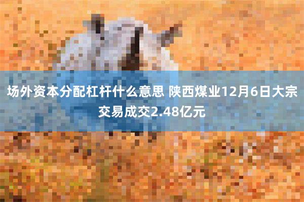 场外资本分配杠杆什么意思 陕西煤业12月6日大宗交易成交2.48亿元